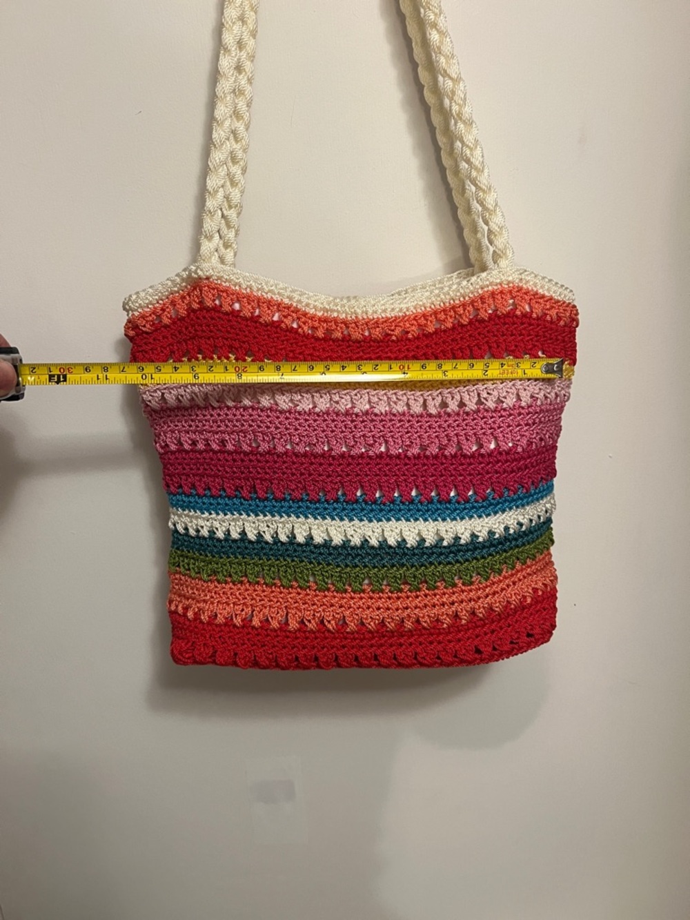 croft & barrow Multicolor Striped Crochet Shoulder Bag with Cream Rope Strap - Picture 4 of 10